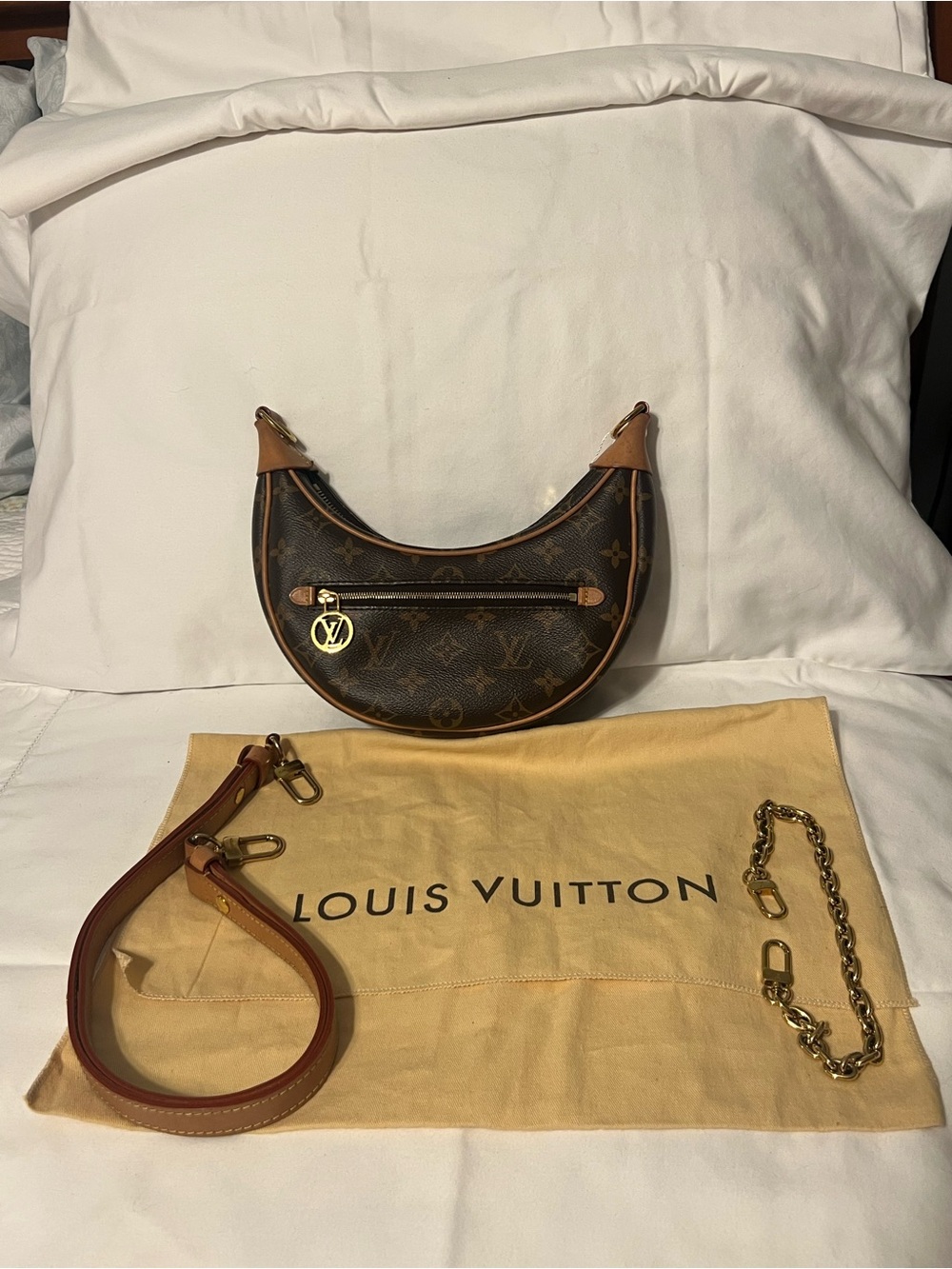 Louis Vuitton Monogram Crescent Shoulder & Crossbody Bag GHW 2 Straps M81098